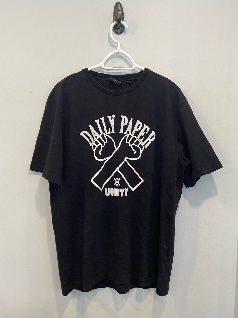 Daily Paper Black Tee with White Unity Graphic Print